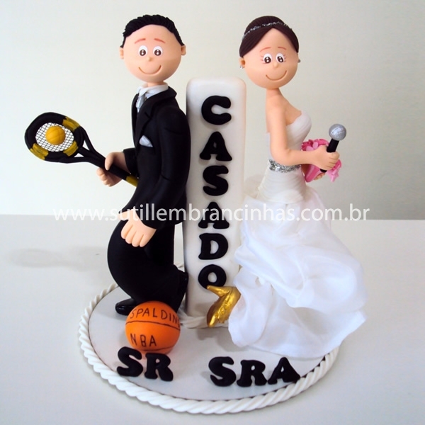 Topo de bolo de casamento personalizado, sr. e sra. com noivo em
